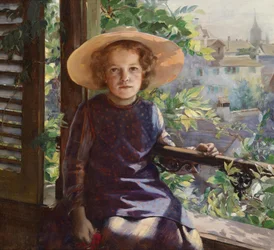 Mädchen am Balkon